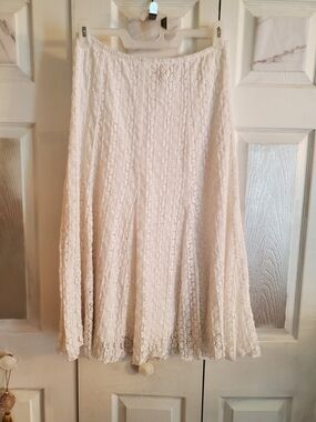 Ruby Rd. Cream Lace A-Line Skirt